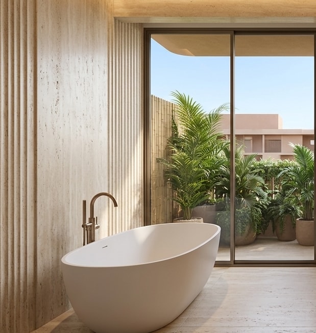 Designer Powder Room & Stone Basin